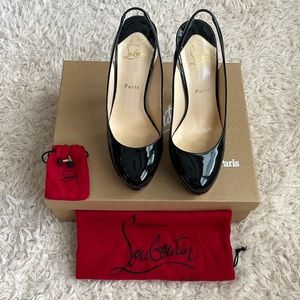 Christian Louboutin Bianca 5.5 inch Platform Black Patent Slingback